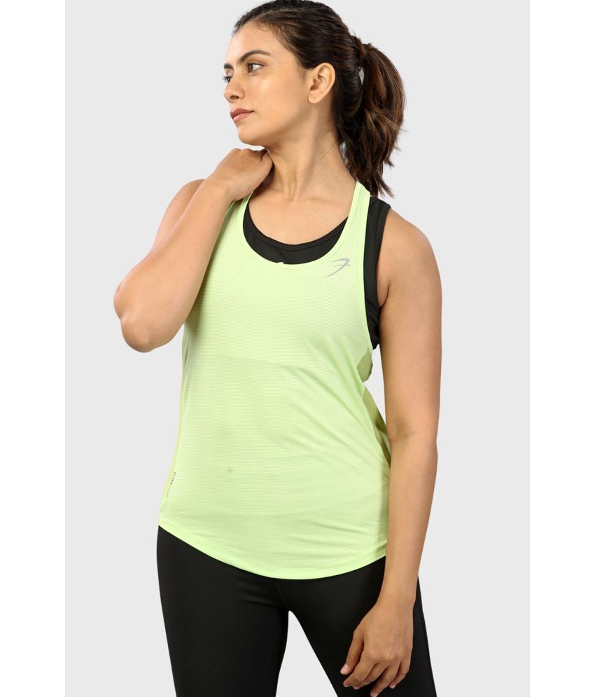     			Fuaark Neon Green Polyester Lycra Tank Tops - Single