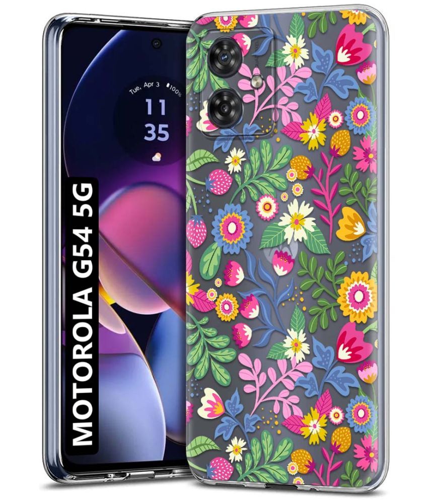     			NBOX Multicolor Printed Back Cover Silicon Compatible For Motorola G54 5G ( Pack of 1 )