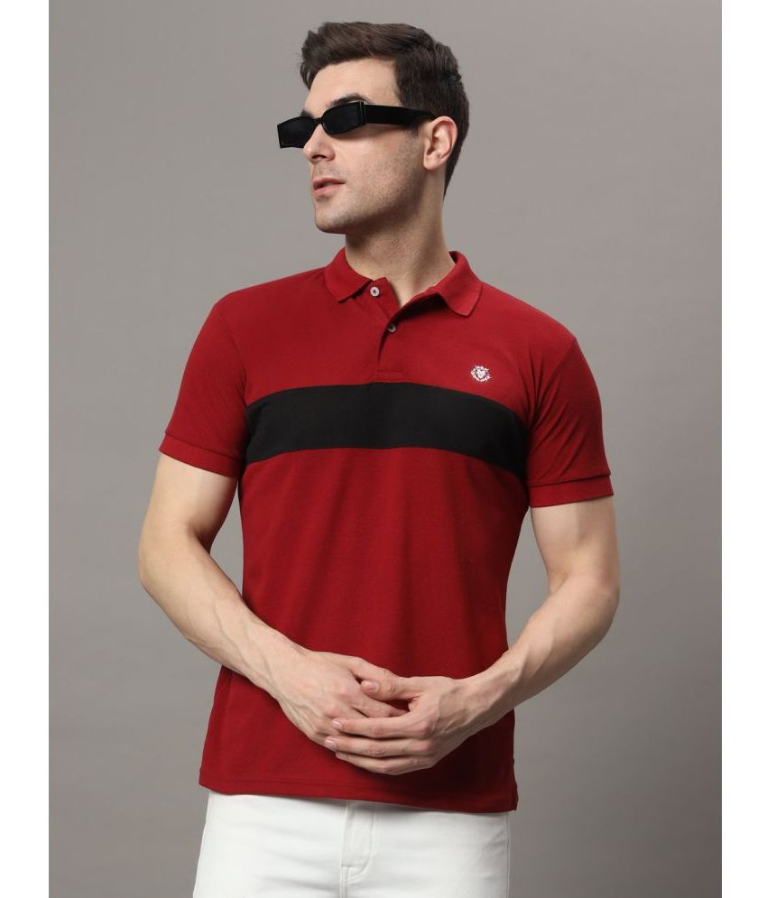     			The Million Club Cotton Blend Regular Fit Colorblock Half Sleeves Men's Polo T Shirt - Maroon ( Pack of 1 )