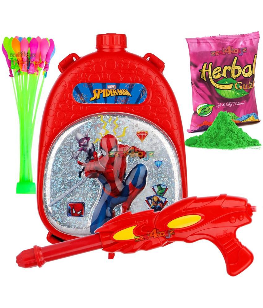     			zest 4 toyz Holi Pichkari High Pressure Water Gun with Back Holding Tank & Holi Combo of 37 Pcs Water Balloons & 1 Pkt Holi Color Herbal Gulal for Kids (Water Capacity 3 Liters Approx)