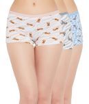 Clovia Pack of 3 Cotton Printed Women's Boy Shorts ( Multi Color )