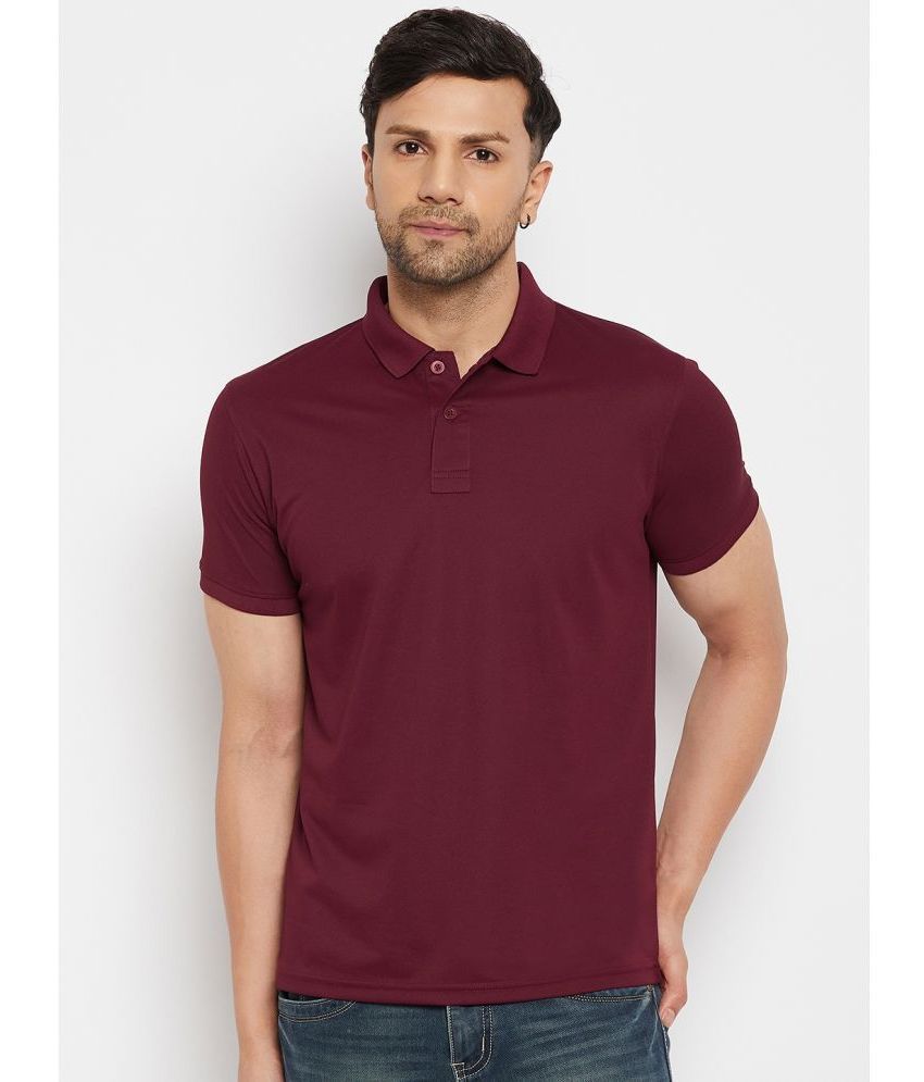     			98 Degree North Polyester Regular Fit Solid Half Sleeves Men's Polo T Shirt - Wine ( Pack of 1 )