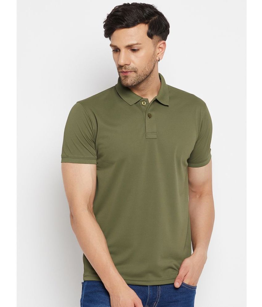     			98 Degree North Polyester Regular Fit Solid Half Sleeves Men's Polo T Shirt - Olive Green ( Pack of 1 )