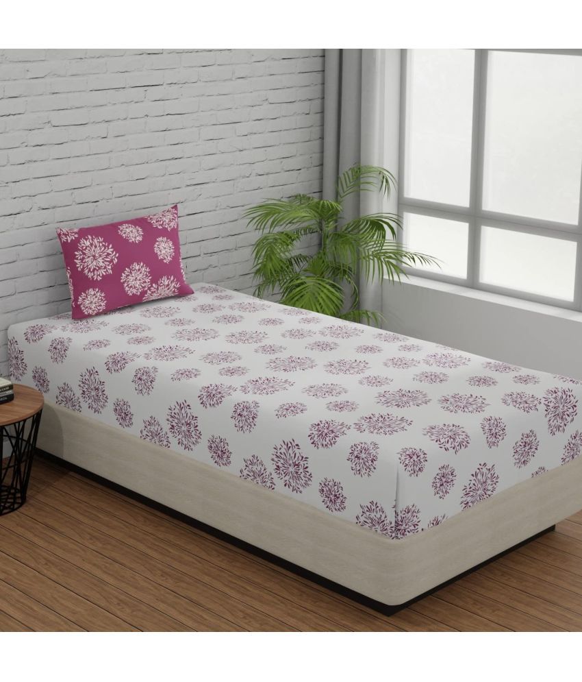     			Apala Microfiber Floral Printed 1 Single Bedsheet with 1 Pillow Cover - Magenta