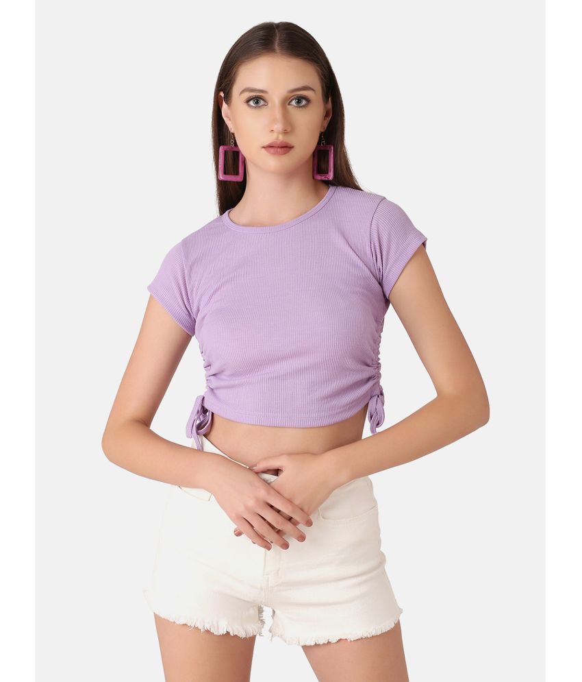     			BuyNewTrend Purple Cotton Blend Women's Crop Top ( Pack of 1 )