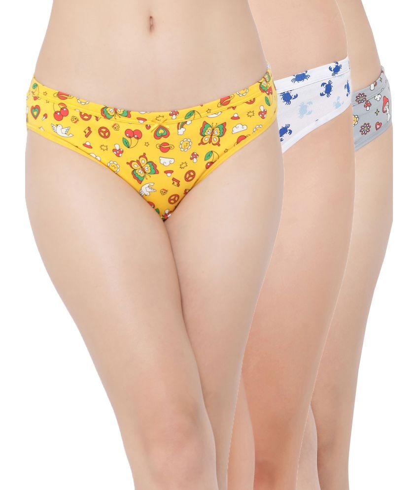     			Clovia Pack of 3 Cotton Printed Women's Bikini ( Multi Color )