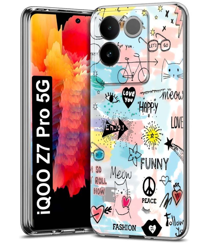     			Fashionury Multicolor Printed Back Cover Silicon Compatible For iQOO Z7 Pro 5G ( Pack of 1 )