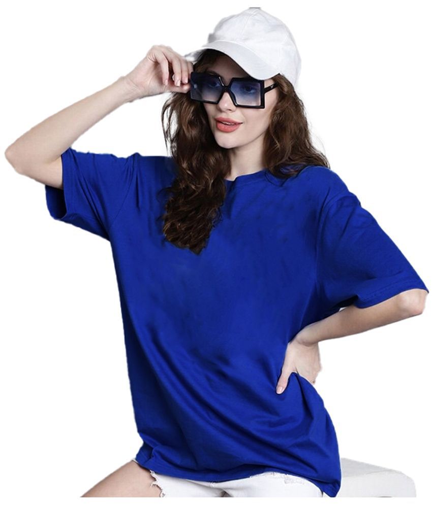     			Leotude Blue Cotton Blend Oversized Women's T-Shirt ( Pack of 1 )