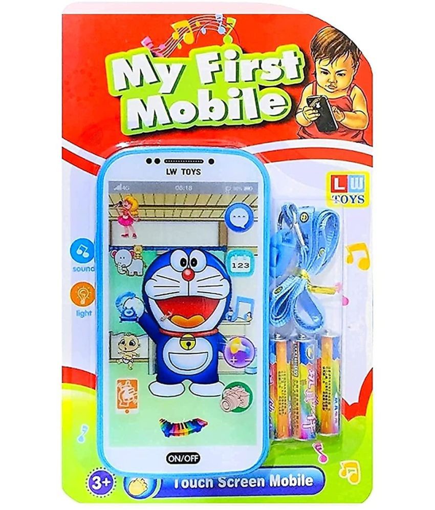     			My Talking First Learning Kids Mobile Smartphone with Touch Screen and Multiple Sound Effects, Along with Neck Holder for Boys & Girls (Doremon)