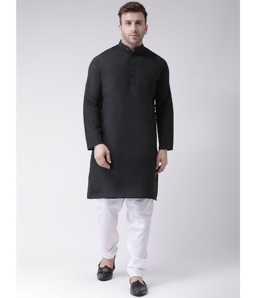     			RIAG Black Cotton Regular Fit Men's Kurta Pyjama Set ( Pack of 1 )