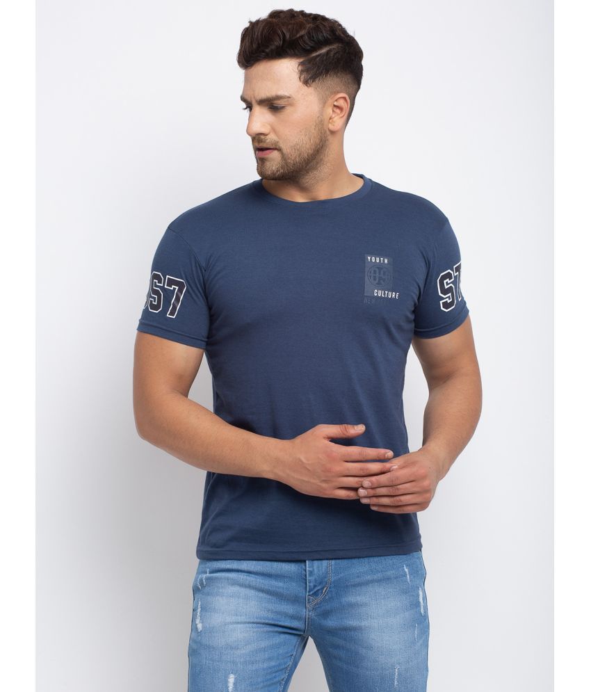     			Rodamo Cotton Blend Slim Fit Solid Half Sleeves Men's T-Shirt - Blue ( Pack of 1 )