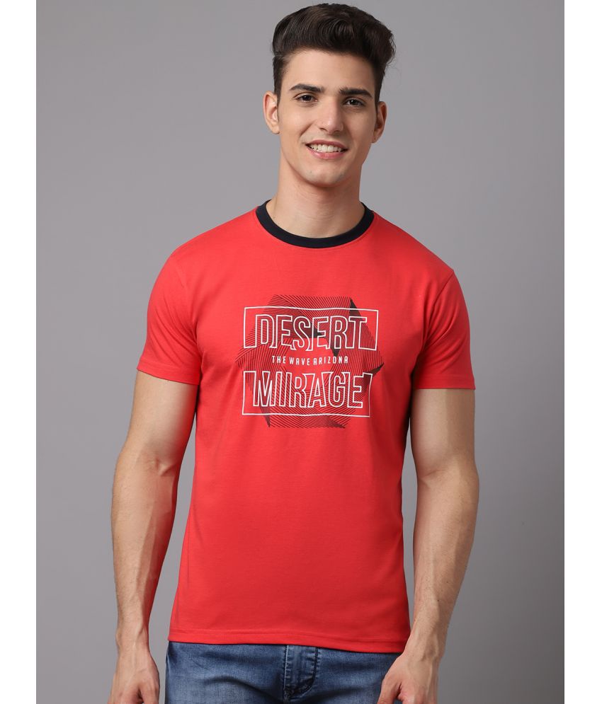     			Rodamo Cotton Blend Slim Fit Printed Half Sleeves Men's T-Shirt - Red ( Pack of 1 )