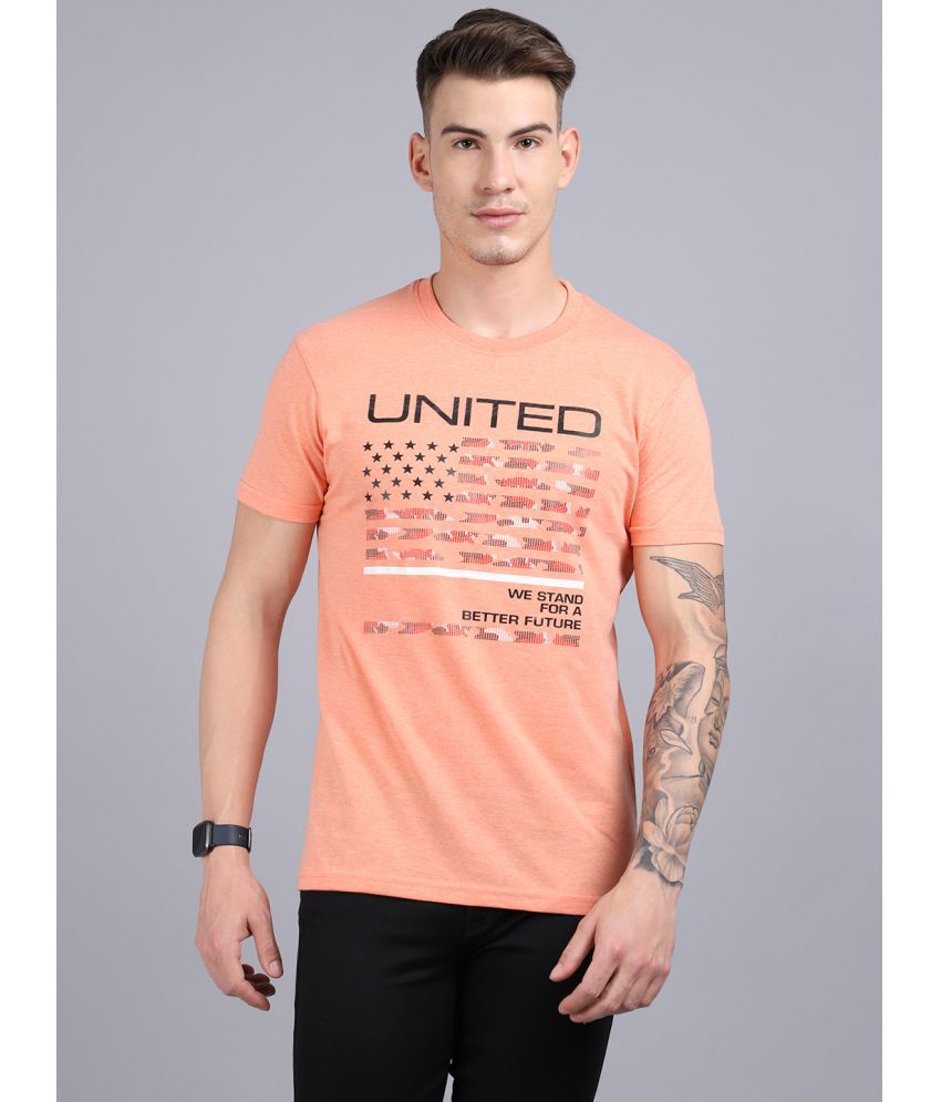     			Rodamo Cotton Blend Slim Fit Printed Half Sleeves Men's T-Shirt - Orange ( Pack of 1 )