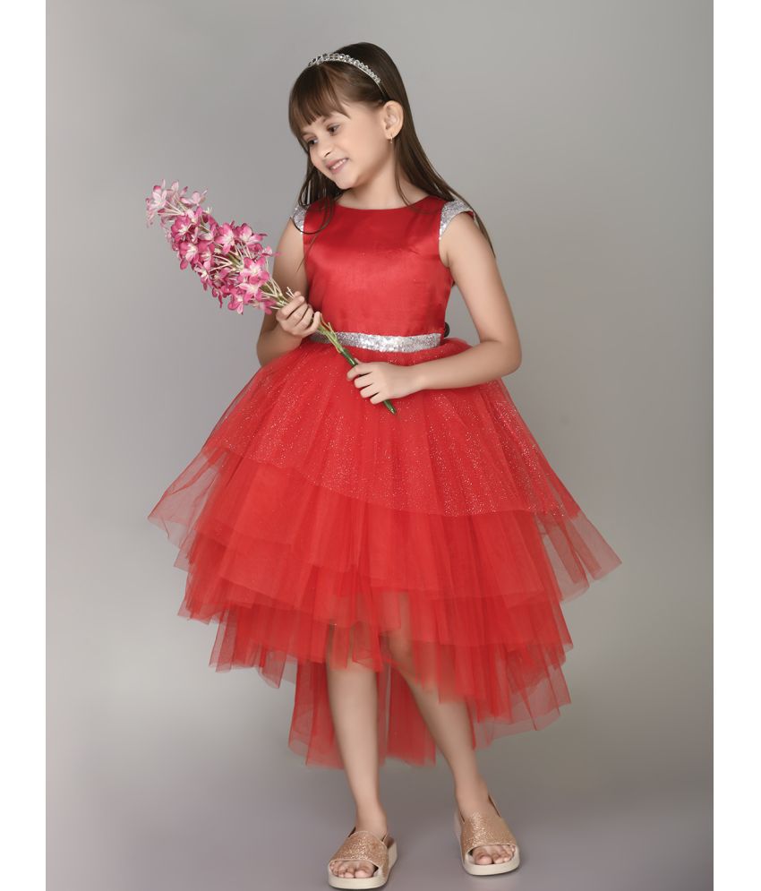     			Toy Balloon Kids Red Net Girls Fit And Flare Dress ( Pack of 1 )