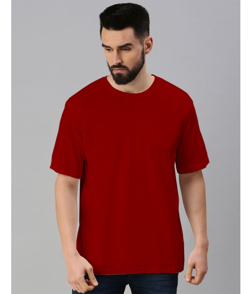     			Veirdo 100% Cotton Oversized Fit Solid Half Sleeves Men's T-Shirt - Maroon ( Pack of 1 )