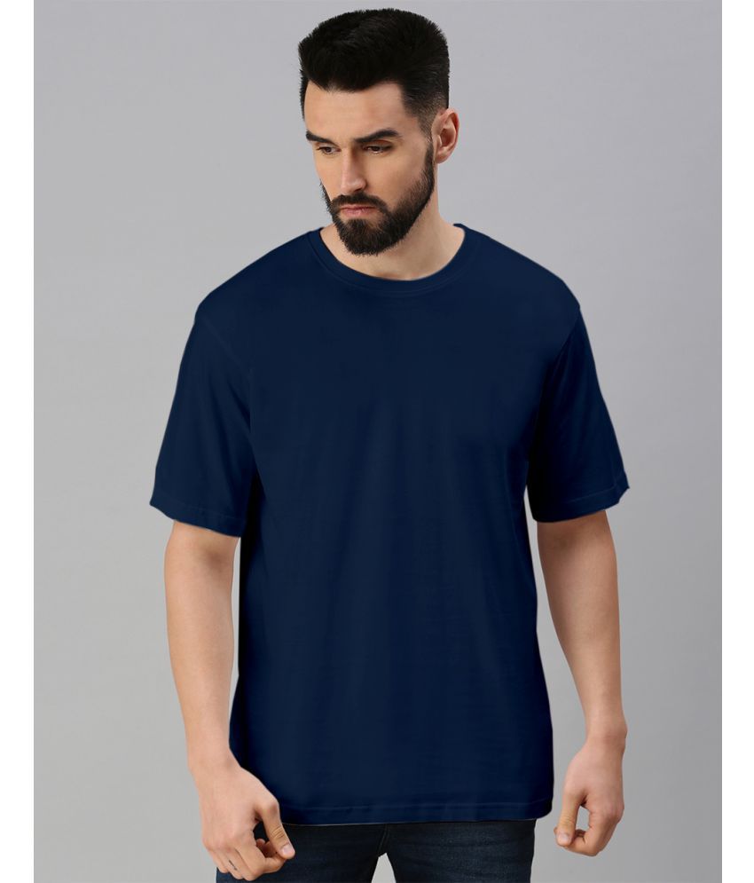     			Veirdo 100% Cotton Oversized Fit Solid Half Sleeves Men's T-Shirt - Navy ( Pack of 1 )