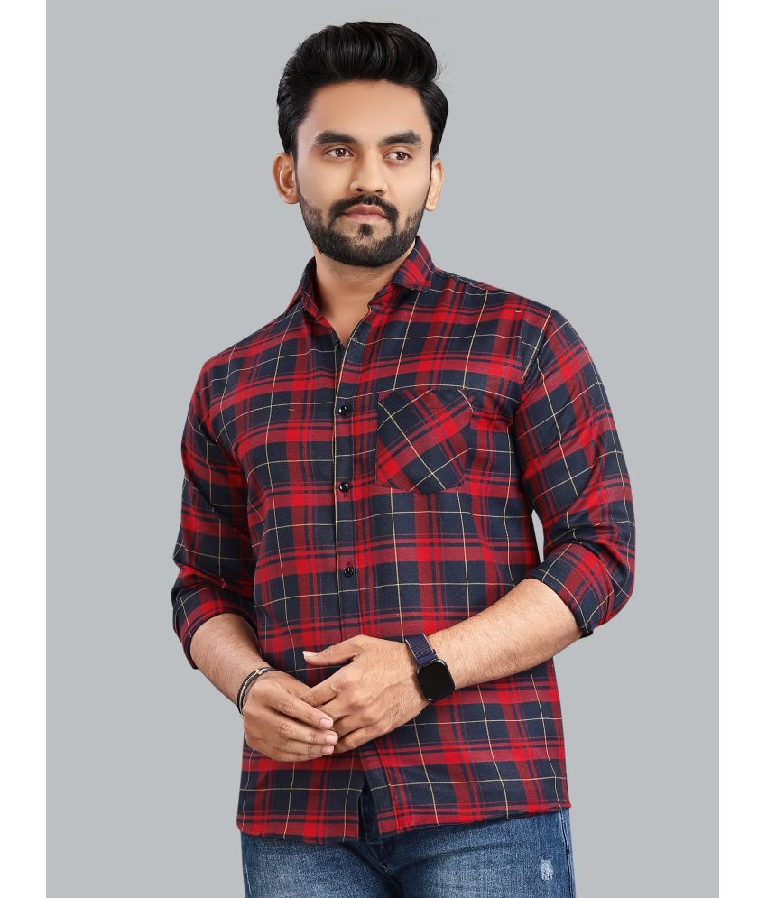     			allan peter 100% Cotton Regular Fit Checks Full Sleeves Men's Casual Shirt - Red ( Pack of 1 )