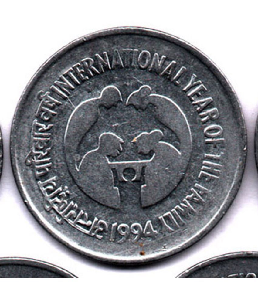     			1 /  ONE  RS / RUPEE  RARE  STEEL  INTERNATIONAL YEAR OF THE FAMILY (1 PCS)  COMMEMORATIVE COLLECTIBLE-  U.N.C.