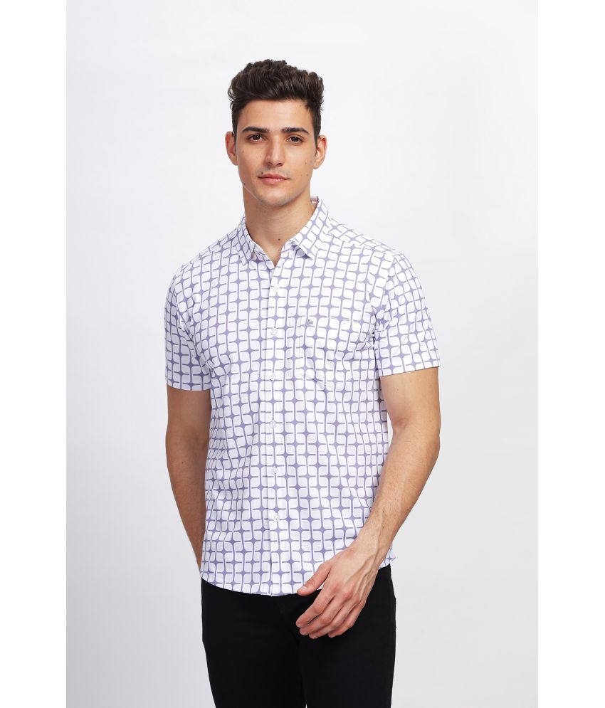     			BULLMER Cotton Blend Regular Fit Printed Half Sleeves Men's Casual Shirt - Lavender ( Pack of 1 )