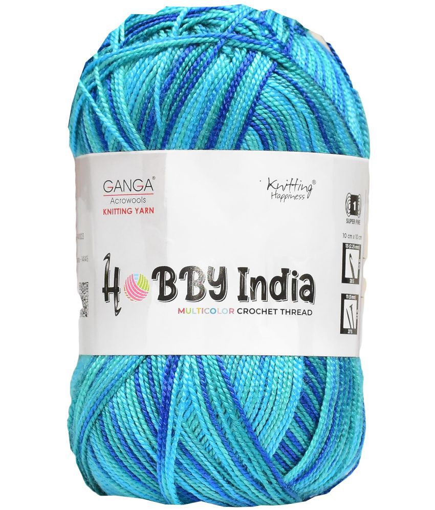     			GANGA Hobby India Azure 200 gmsWool Ball Hand Knitting Wool/Art Craft Soft Fingering Crochet Hook Yarn, Needle Knitting Yarn Thread Dyed-OK Art-AGBG