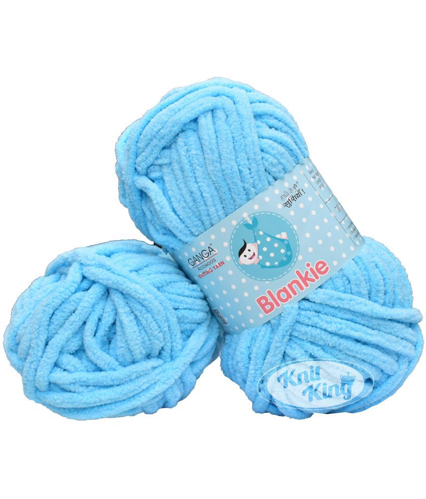     			GANGA Knitting Yarn Thick Chunky Wool, Blankie Aqua Blue 300 GMS Best Used with Knitting Needles-EL Art-ADHI