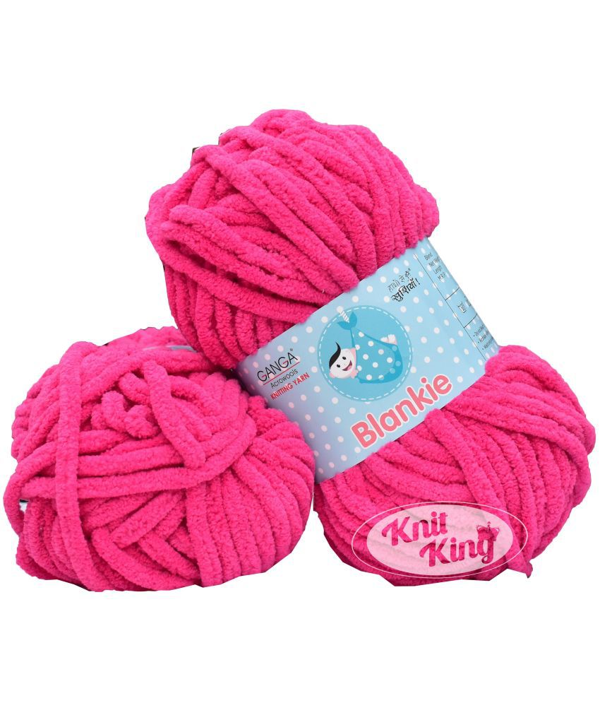     			GANGA Knitting Yarn Thick Chunky Wool, Blankie Magenta 300 GMS Best Used with Knitting Needles-BL Art-ADHF