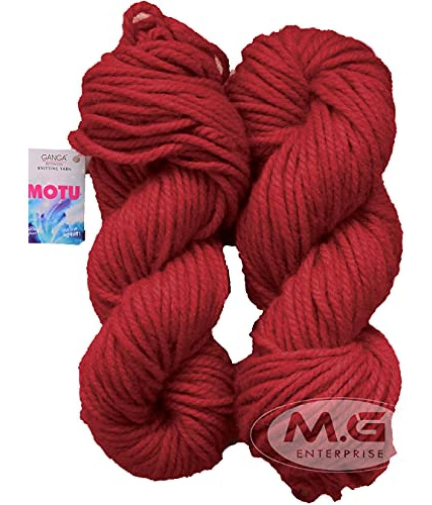     			Ganga Criss Cross Red (200 gm) Wool Ball Hand Knitting Wool/Art Craft Soft Fingering Crochet Hook Yarn, Needle Knitting Yarn Thread Dyed