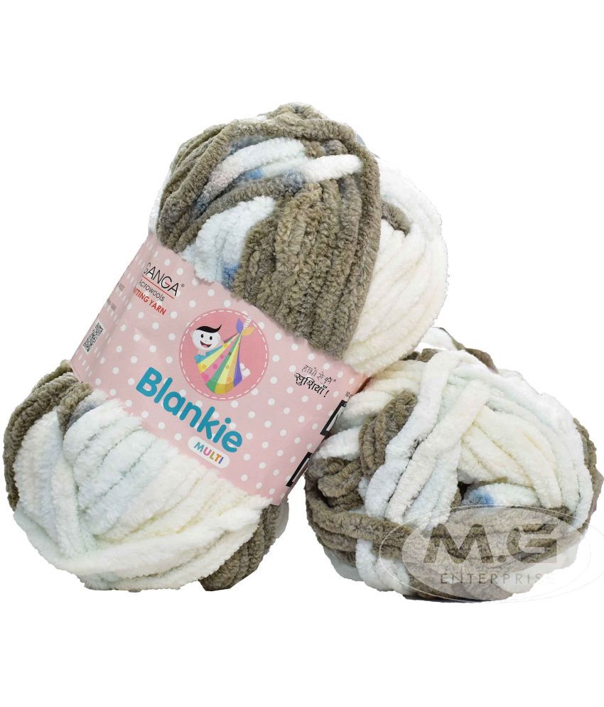     			Ganga Knitting Yarn Thick Chunky Wool, Blankie White Mouse 200 gm Best Used with Needles, Crochet Needles Wool Yarn for Knitting, with Needle. by Ganga F
