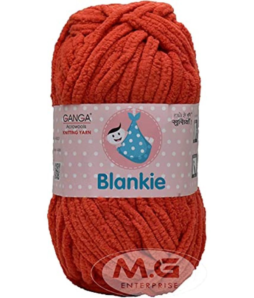     			Ganga Knitting Yarn Thick Chunky Wool, Blankie Deep Orange 600 gm Best Used with Knitting Needles, Crochet Needles Wool Yarn for Knitting, with Needle.-C