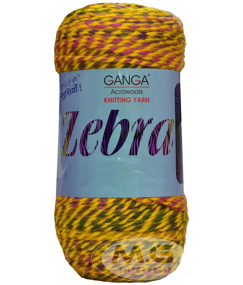     			Ganga Knitting Yarn Thick Chunky Wool, Zebra Golden 300 gm Best Used with Knitting Needles, Crochet Needles Wool Yarn for Knitting, with Needle.-V