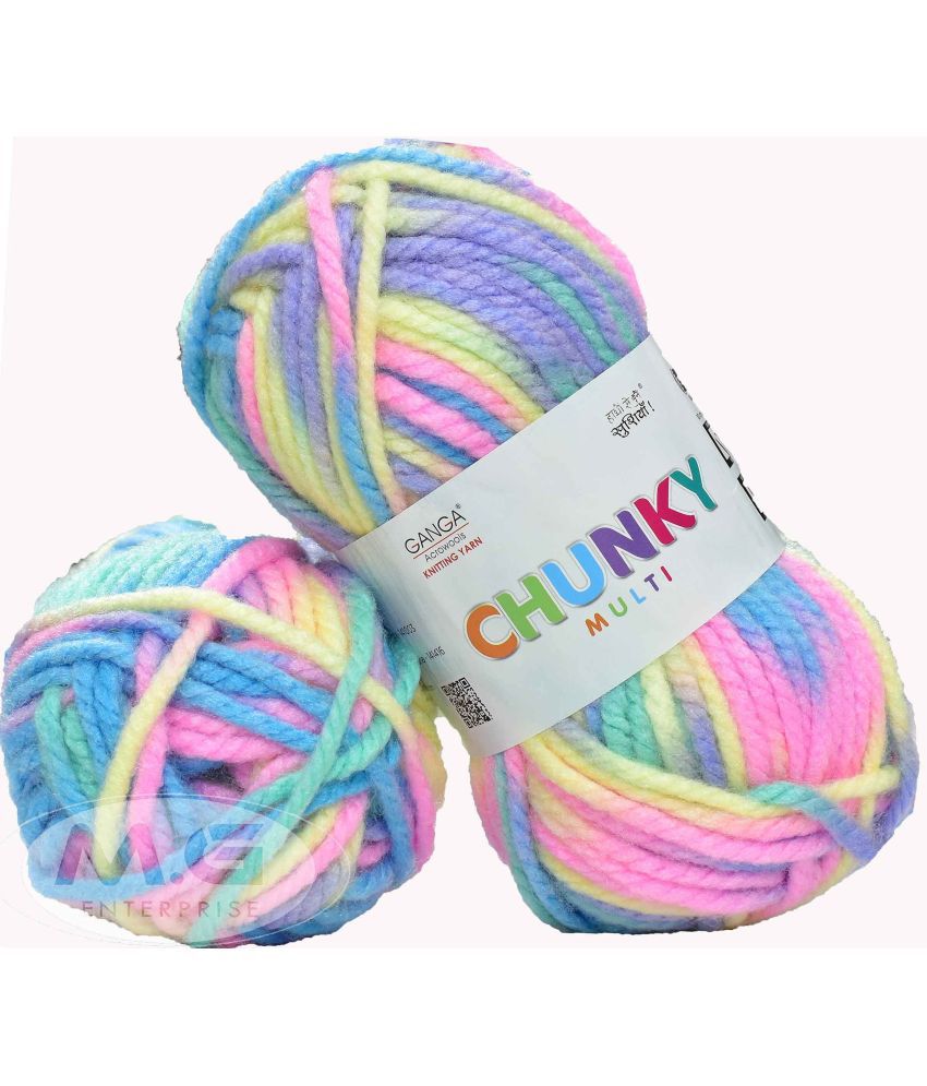     			Ganga Knitting Yarn Thick Chunky Wool, Chunky Icey Pink 200 gm Best Used with Needles, Crochet Needles Wool Yarn for Knitting, with Needle. by Ganga B
