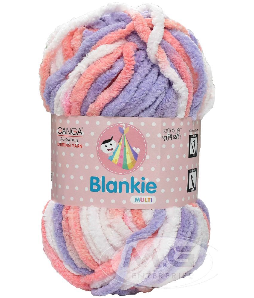     			Ganga Knitting Yarn Thick Chunky Wool, Blankie Baby Purple 400 gm Best Used with Needles, Crochet Needles Wool Yarn for Knitting, with Needle. by Ganga B