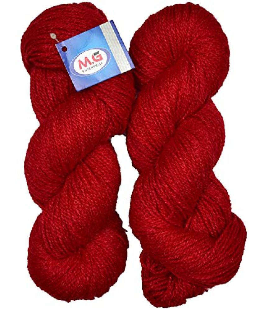     			Ganga RABIT Excel Deep Red (200 gm) Wool Hank Hand Knitting Wool/Art Craft Soft Fingering Crochet Hook Yarn, Needle Knitting Yarn Thread Dyed