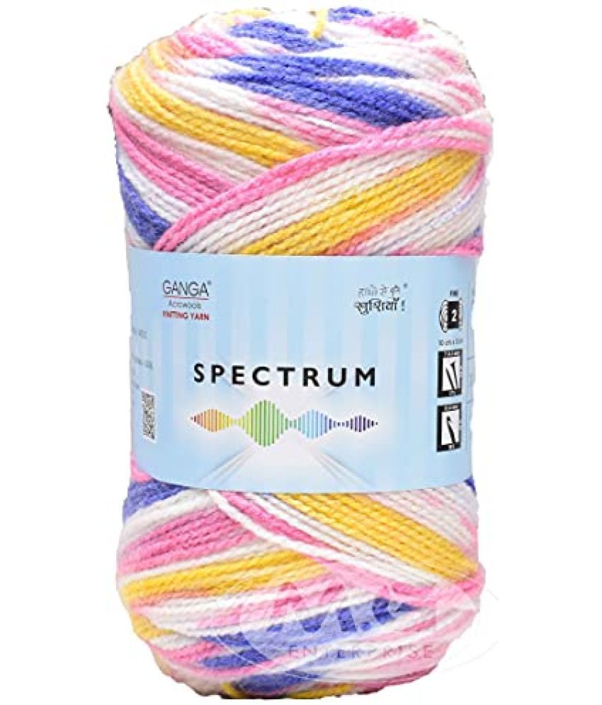     			Ganga Spectrum Mavi (200 gm) Wool Ball Hand Knitting Wool/Art Craft Soft Fingering Crochet Hook Yarn, Needle Knitting, with Needle.-C