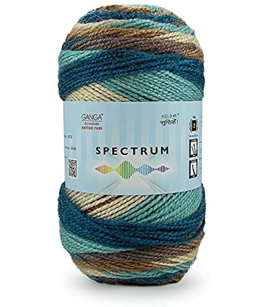     			Ganga Spectrum Wool Hand Knitting Yarn Soft Fingering Yarn Multi Colour Shade no.PTR1897 600GMS