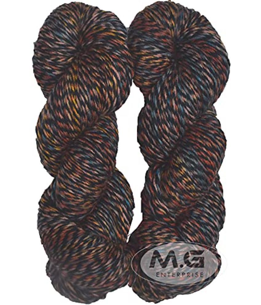     			Ganga Zinea Black Fire (200 gm) Wool Thick Hank Hand Knitting Wool/Art Craft Soft Fingering Crochet Hook Yarn, Needle Knitting Yarn Thread dyedB