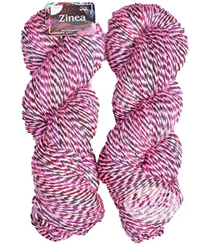     			Ganga Zinea Pink Mix (200 gm) Wool Thick Hank Hand Knitting Wool/Art Craft Soft Fingering Crochet Hook Yarn, Needle Knitting Yarn Thread dyedC