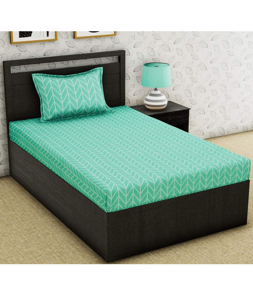     			JBTC cotton Floral Bedding Set 1 Bedsheet and 1 Pillow cover - green