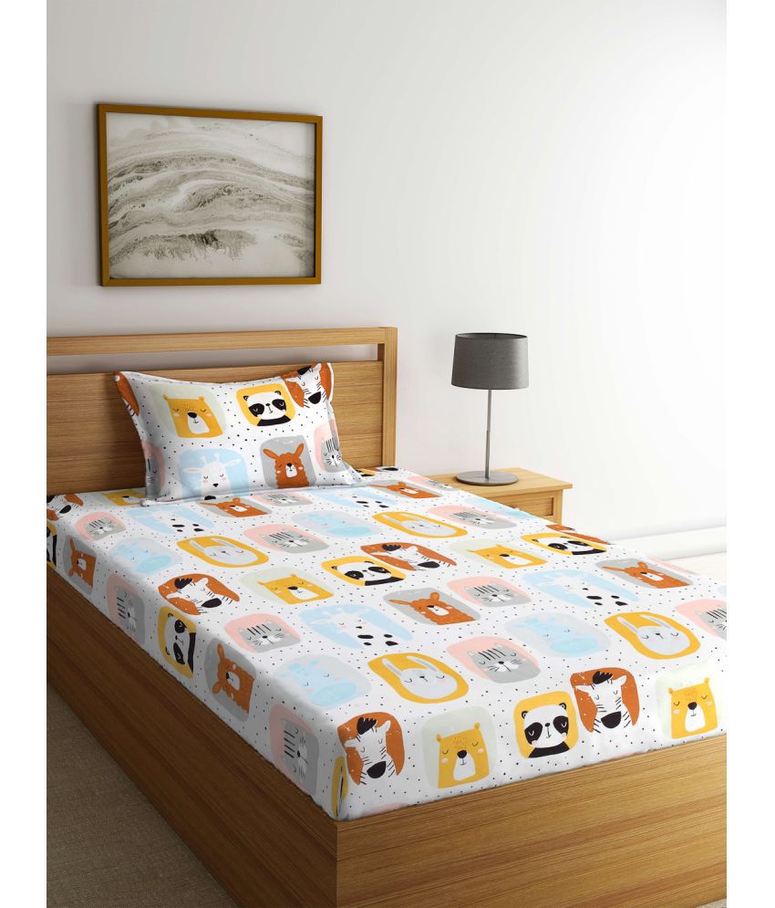     			Klotthe Poly Cotton Humor & Comic 1 Single Bedsheet with 1 Pillow Cover - Multicolor