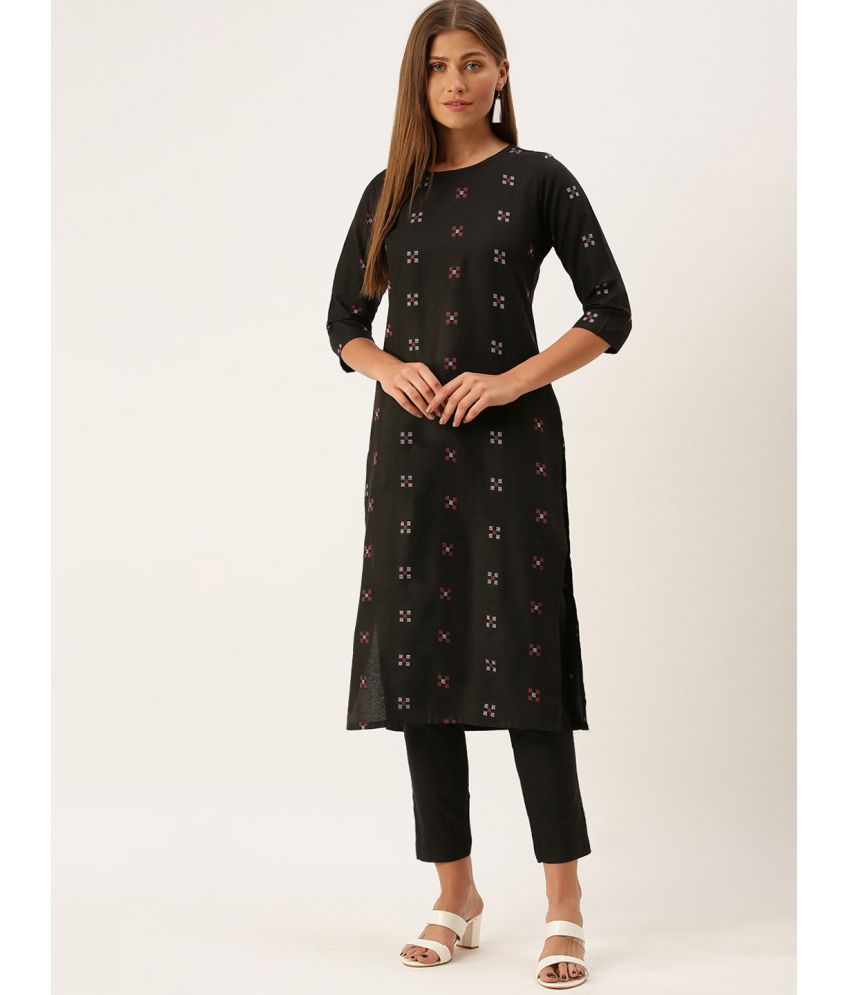     			Shaily Cotton Solid Kurti With Pants Women's Stitched Salwar Suit - Black ( Pack of 2 )