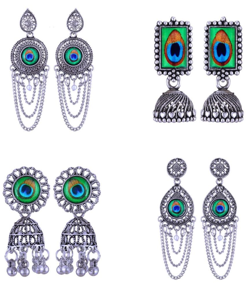     			VIVASTRI Silver Jhumki Earrings ( Pack of 4 )