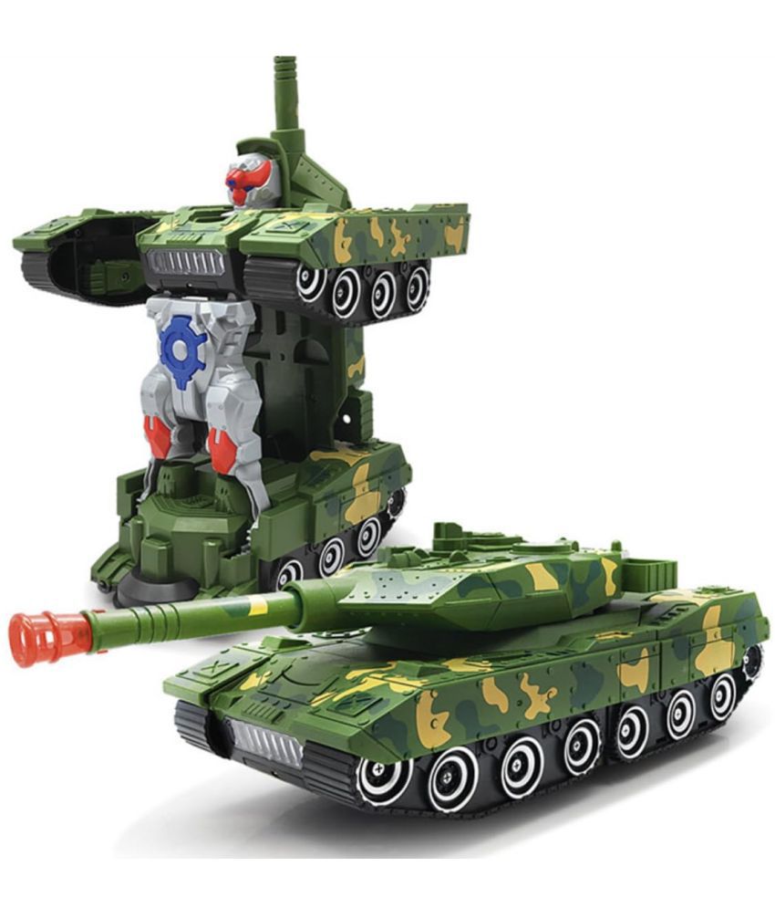     			WOW Toys - Delivering Joys of Life|| Transform Military Robot Tank Toy for Kids, 2 in 1 Army Tank with Lights & Music, Multicolour