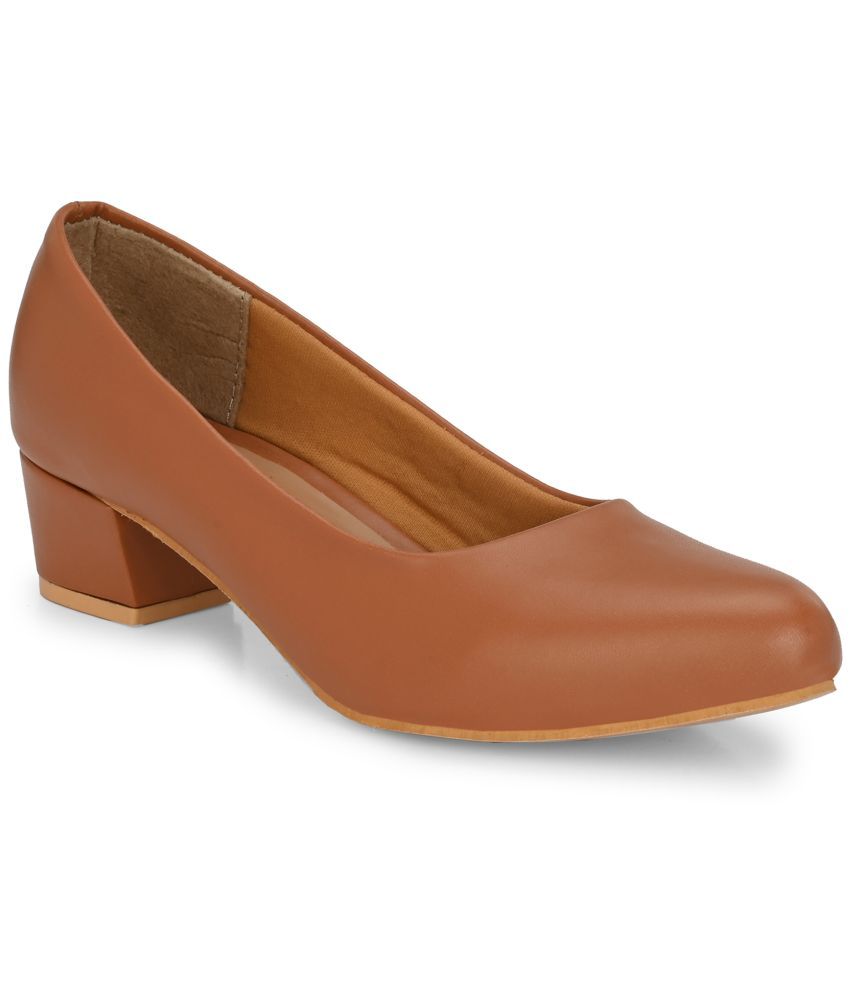     			KARADDI Tan Women's Pumps Heels