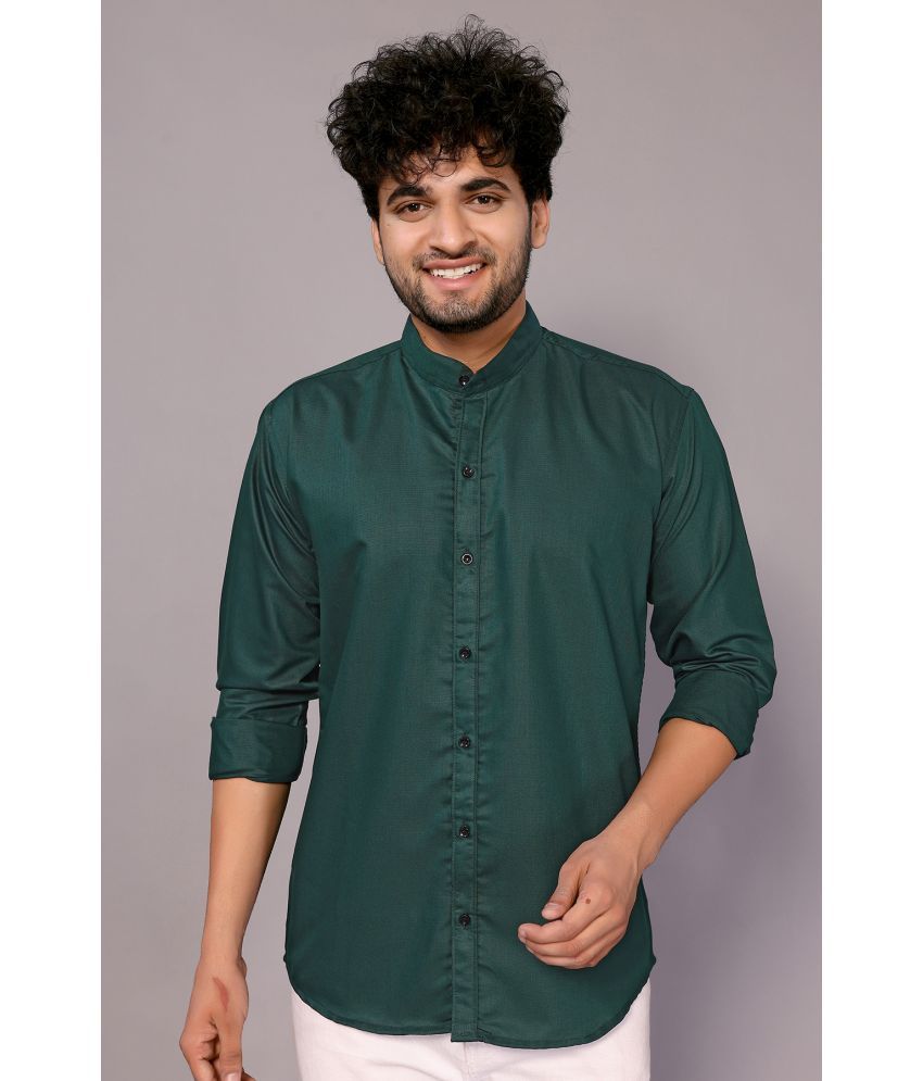     			Kashvi Cotton Blend Regular Fit Solids Full Sleeves Men's Casual Shirt - Green ( Pack of 1 )
