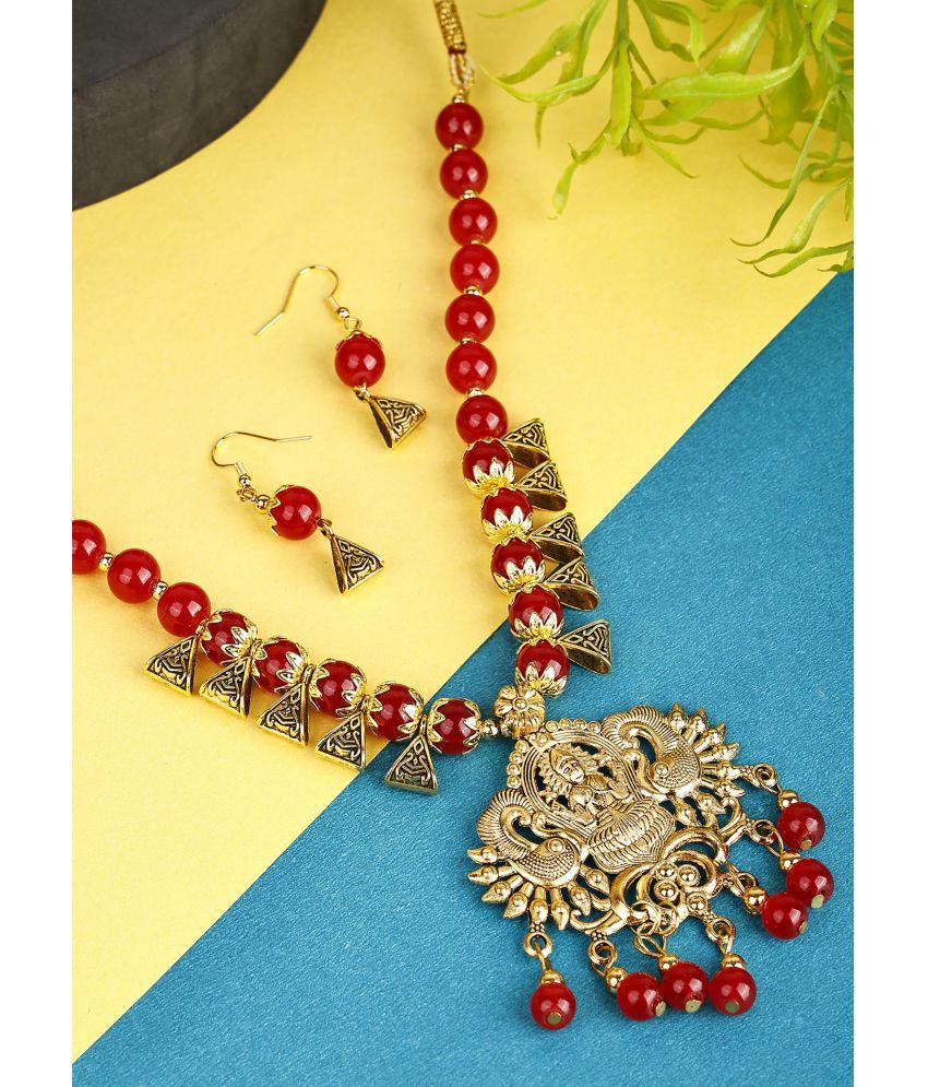     			PUJVI Red Alloy Necklace Set ( Pack of 1 )