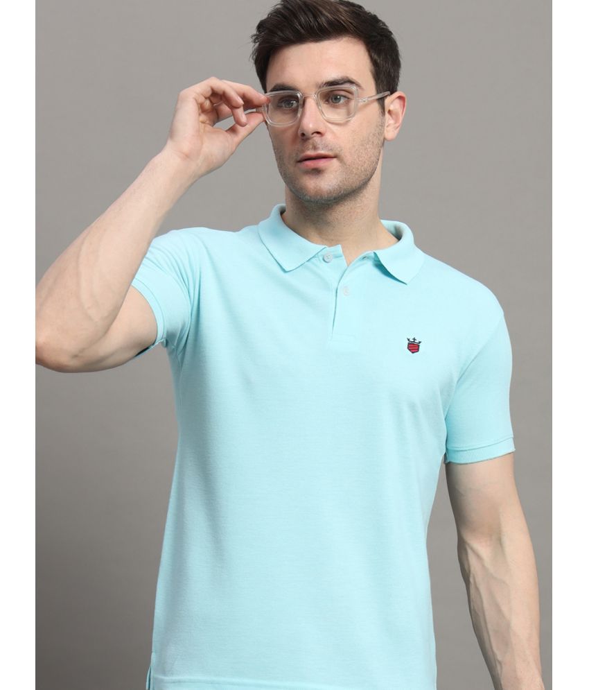     			R.ARHAN PREMIUM Cotton Blend Regular Fit Solid Half Sleeves Men's Polo T Shirt - Aqua ( Pack of 1 )