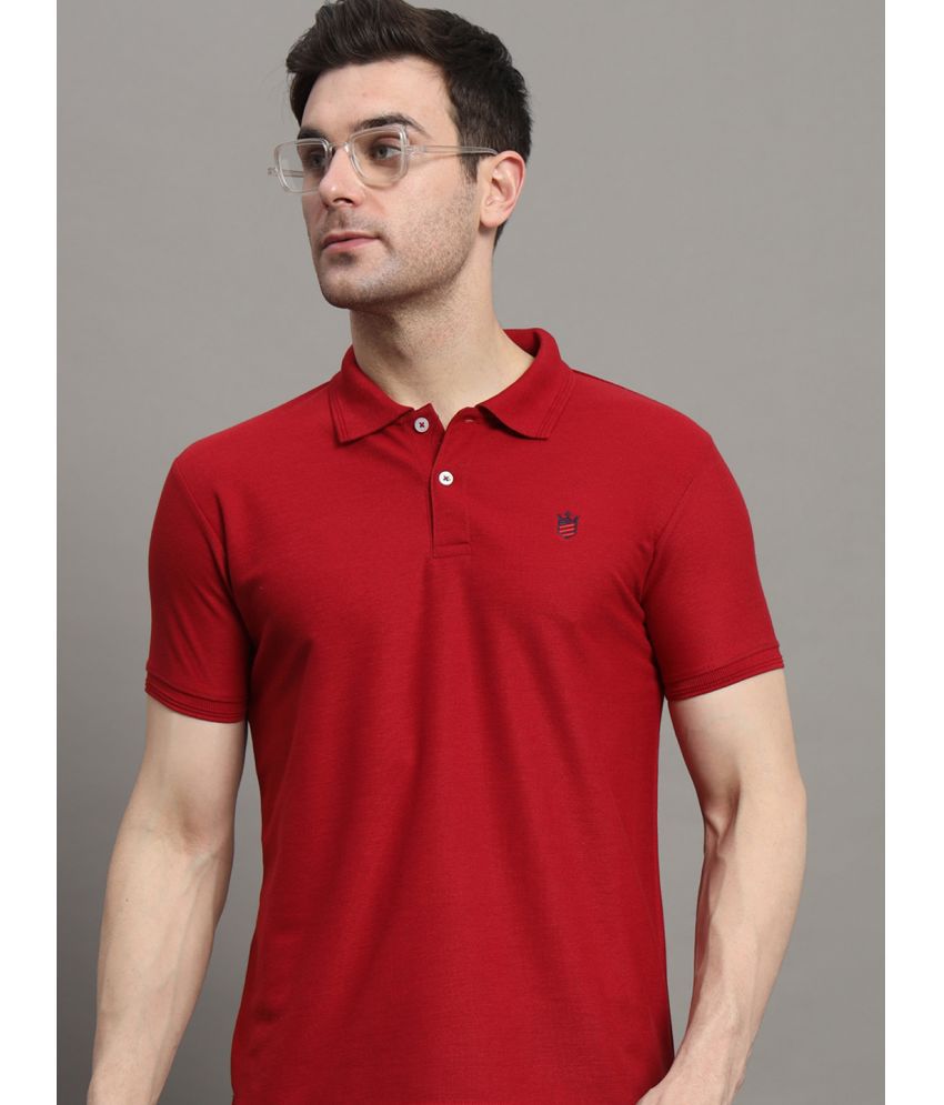     			R.ARHAN PREMIUM Cotton Blend Regular Fit Solid Half Sleeves Men's Polo T Shirt - Maroon ( Pack of 1 )