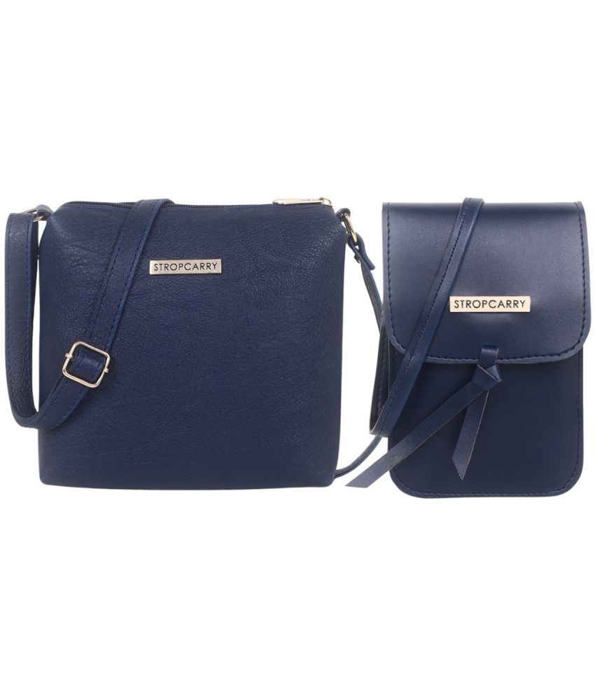     			Stropcarry Blue Faux Leather Sling Bag