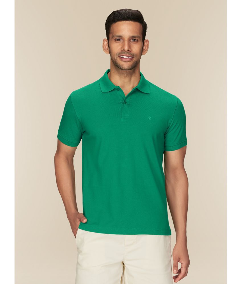     			XYXX Cotton Regular Fit Solid Half Sleeves Men's Polo T Shirt - Green ( Pack of 1 )