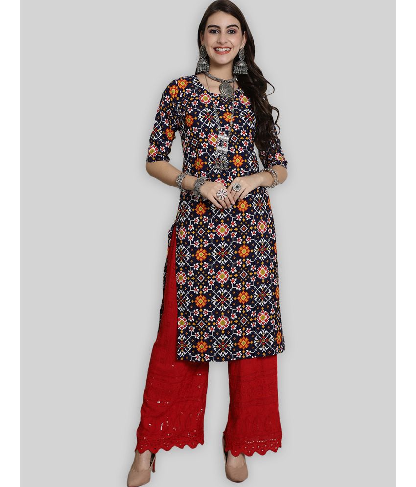     			7Threads Crepe Printed Straight Women's Kurti - Multicolor ( Pack of 1 )